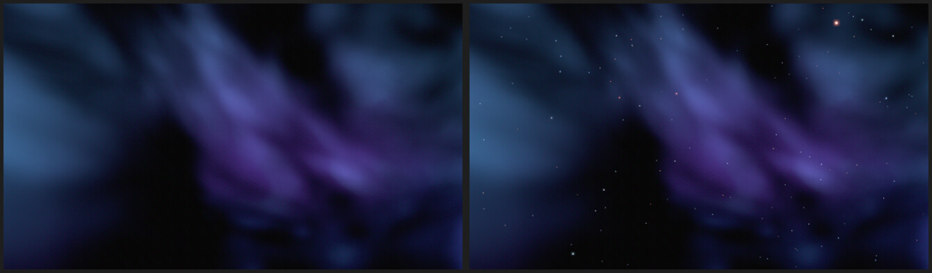 Nebula alone, and with the billboard layers